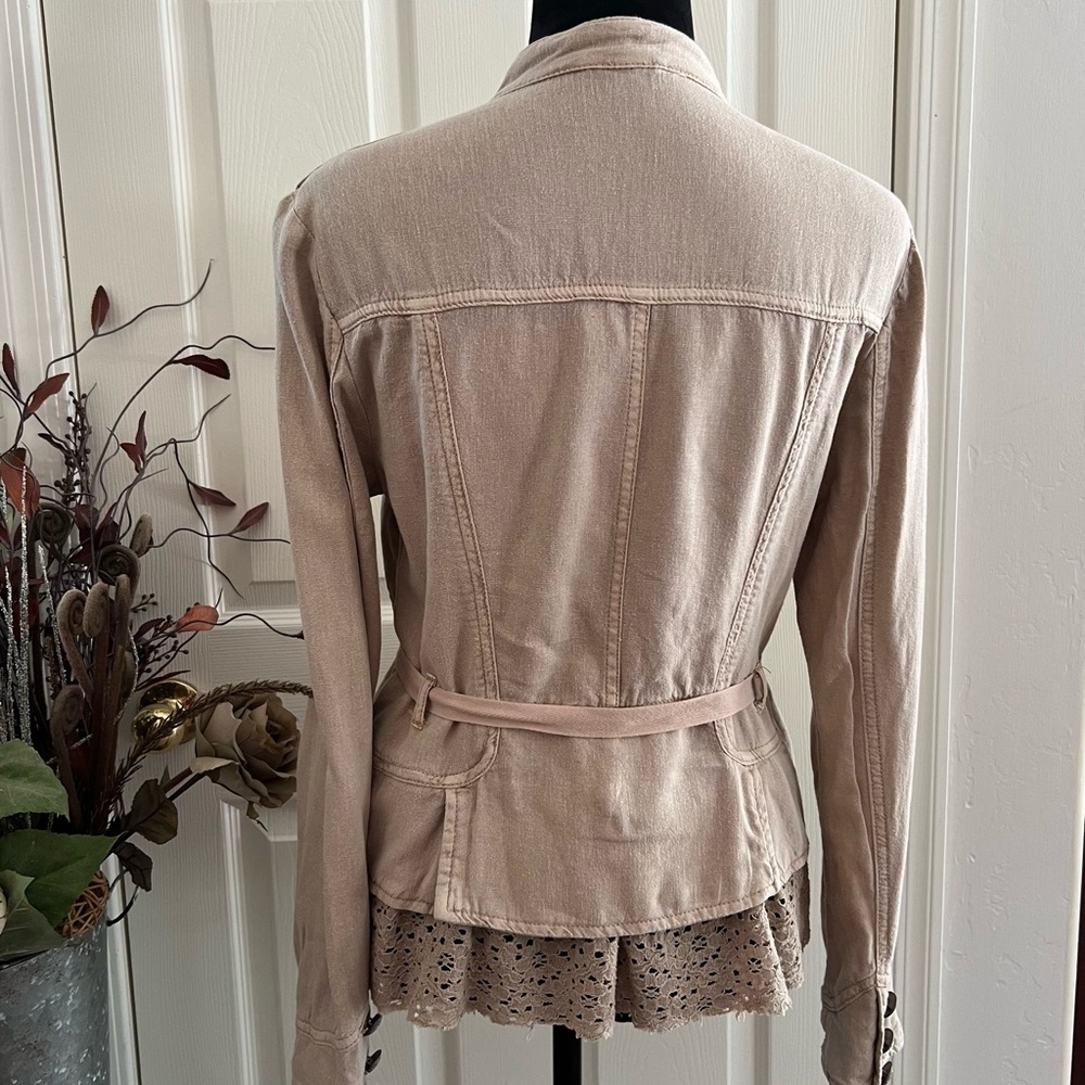 Beige Women's Military-Style Jacket - Picture 6 of 14